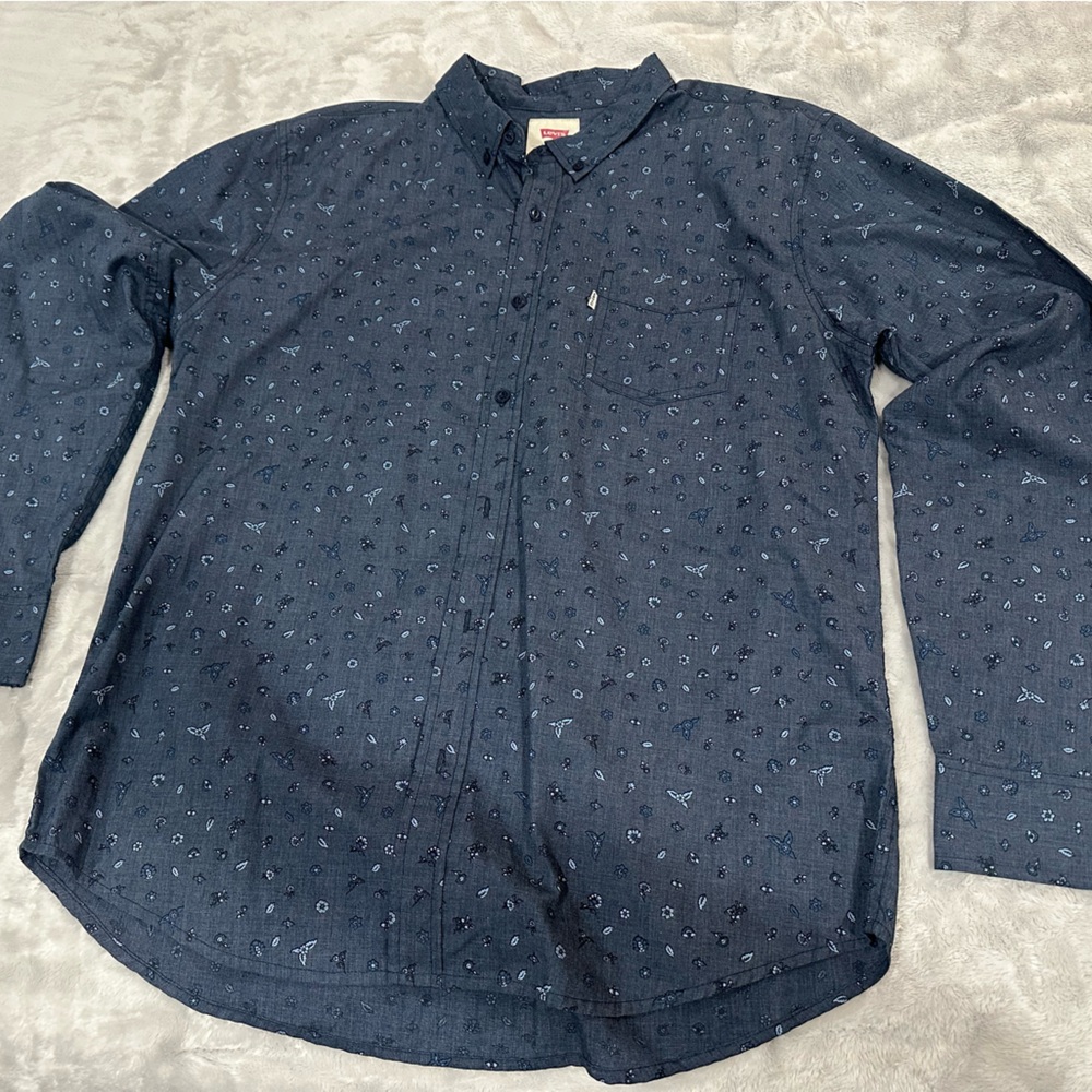 Levi's Men's Blue Patterned Shirt